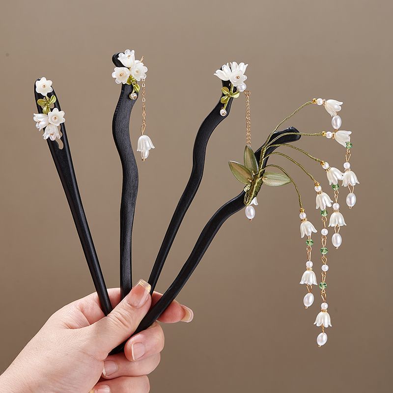 Vintage Collector - Wooden Flower Hairpin Vintage Convallaria Majalis