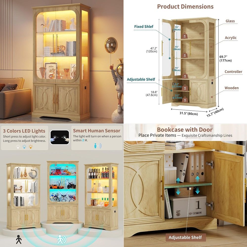 Display Cabinet with Glass Doo - đánh giá và giá Collectible Collection